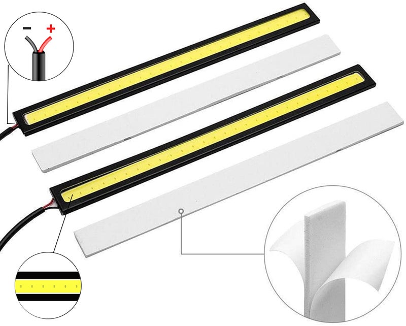YankMooM 4Pieces Daytime Running Lights DRL Led Strip for Cars Waterproof COB Lights Truck Boat Bike Universal 17CM 12V Driving Lighting(White) - Image 3